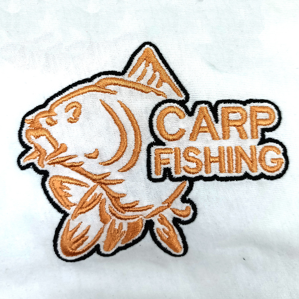 Vyšívaná pánska bavlnená polokošeľa, vyšívaný dizajn CARP FISHING